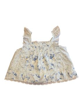 Love Shack Fancy x Target Collab Girl's Floral Ruffle Tank Top - Light Blue